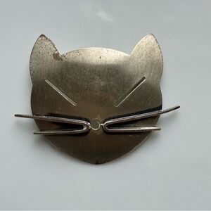 Vintage Mid Century Modern Sterling Silver Cat Head Pin Brooch